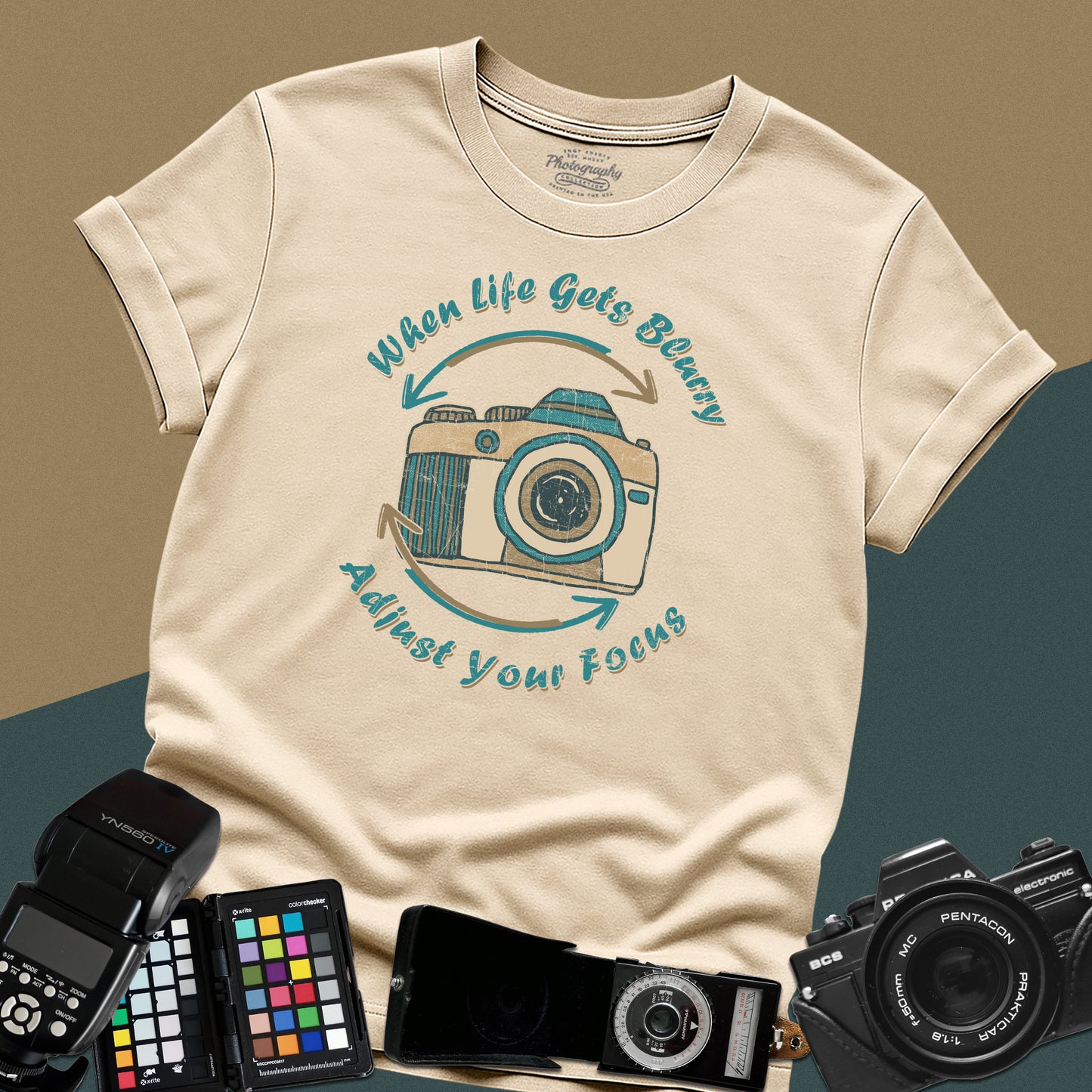 0063. When Life Gets Blurry Adjust Your Focus Retro Photo Camera Unisex T-Shirt
