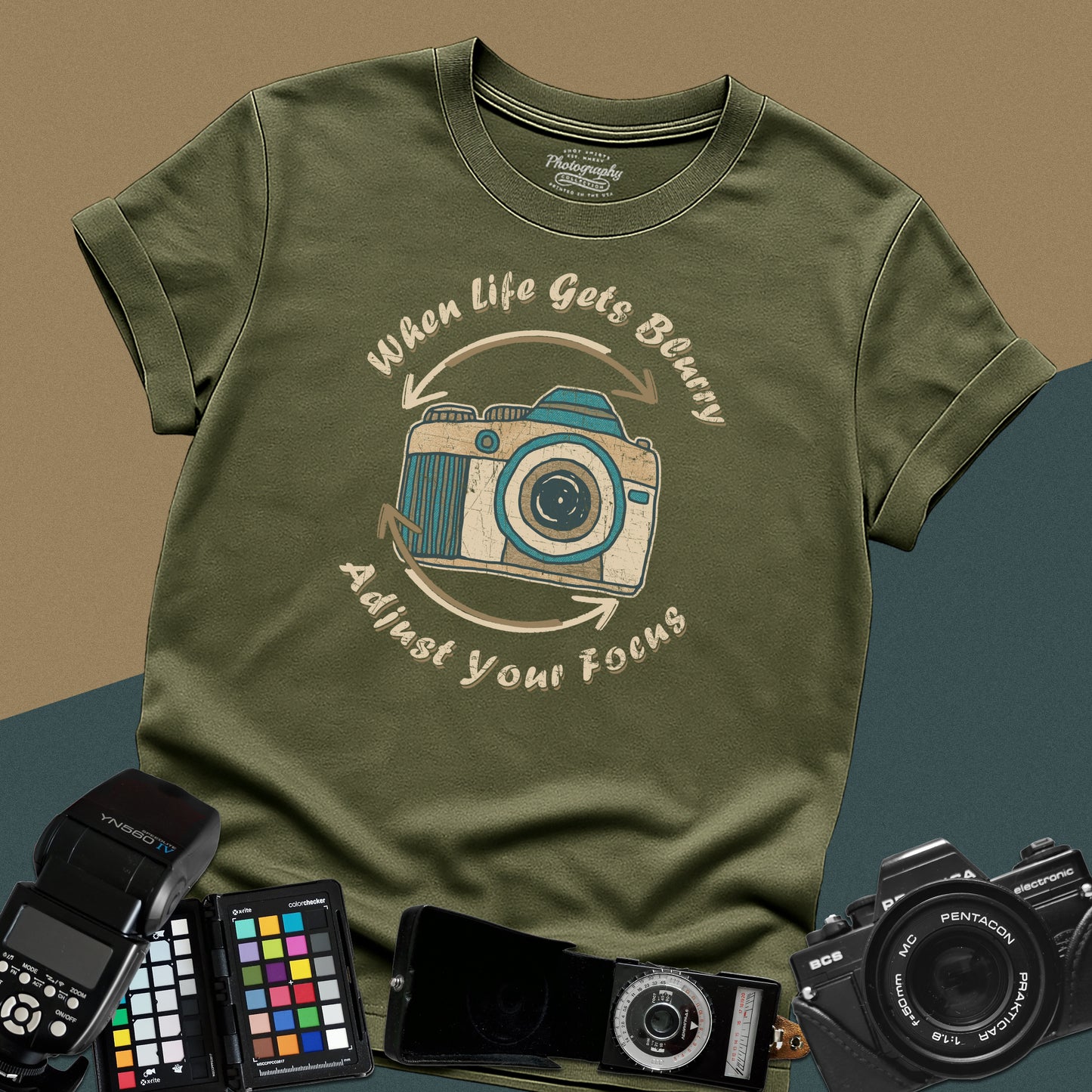 0063. When Life Gets Blurry Adjust Your Focus Retro Photo Camera Unisex T-Shirt