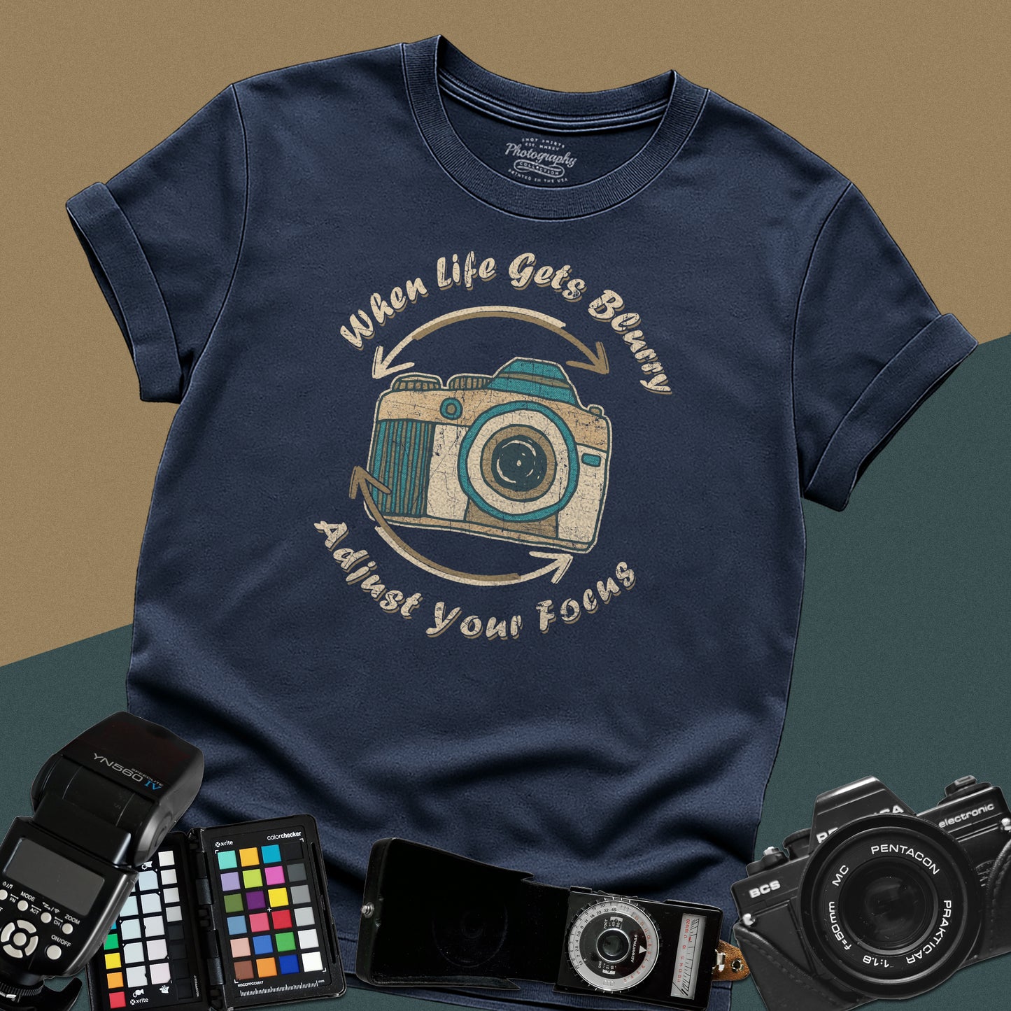 0063. When Life Gets Blurry Adjust Your Focus Retro Photo Camera Unisex T-Shirt