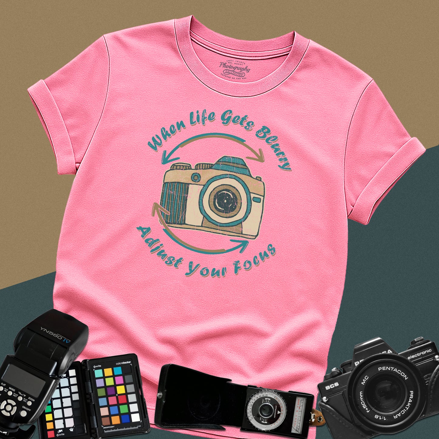 0063. When Life Gets Blurry Adjust Your Focus Retro Photo Camera Unisex T-Shirt