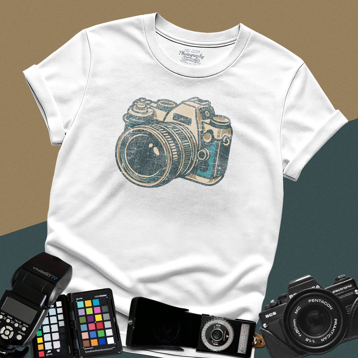 0064. Grunge Classic Photo Camera Unisex T-Shirt