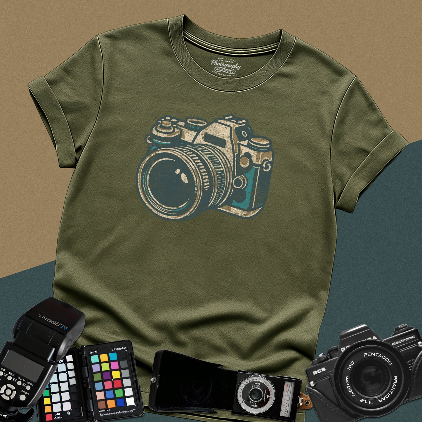 0064. Grunge Classic Photo Camera Unisex T-Shirt