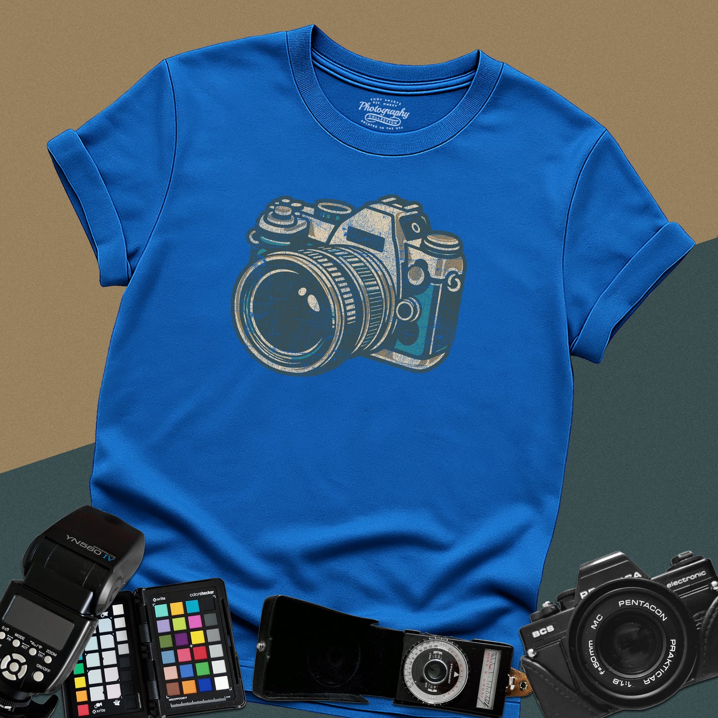 0064. Grunge Classic Photo Camera Unisex T-Shirt