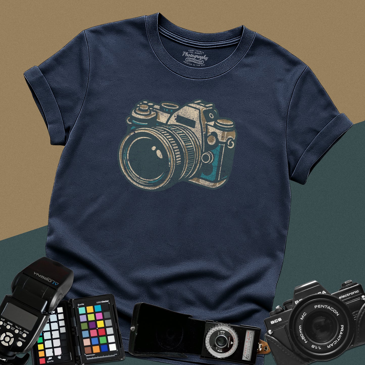 0064. Grunge Classic Photo Camera Unisex T-Shirt