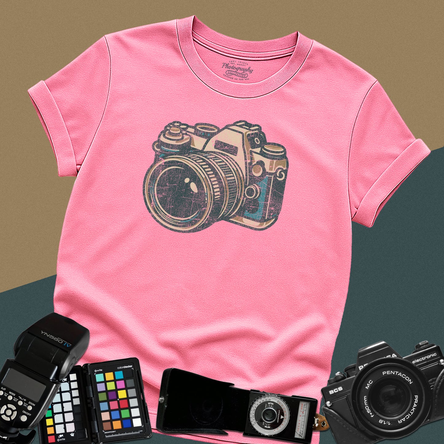 0064. Grunge Classic Photo Camera Unisex T-Shirt
