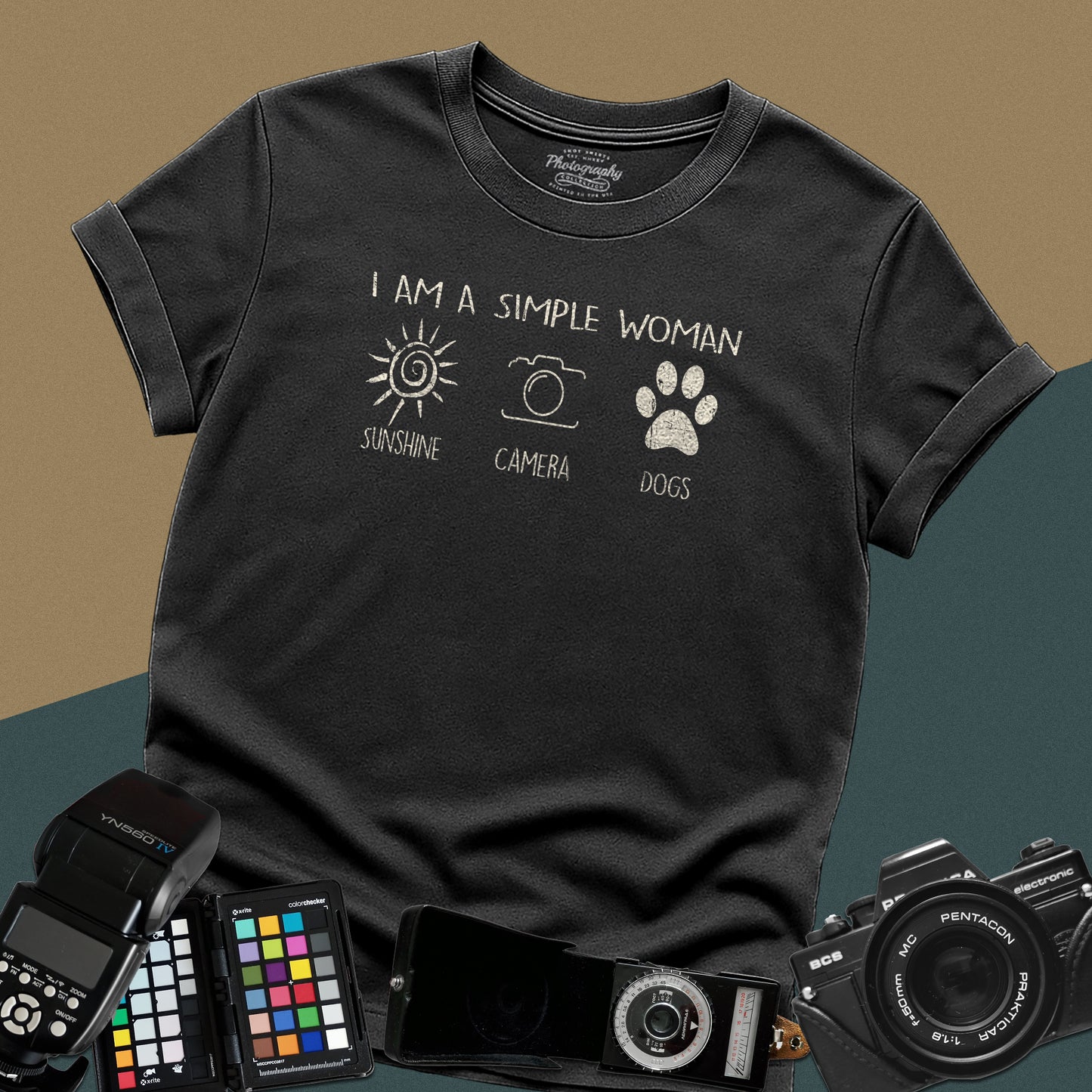 0069. I'm A Simple Woman Sketches Sunshine Photo Camera Dog Unisex T-Shirt