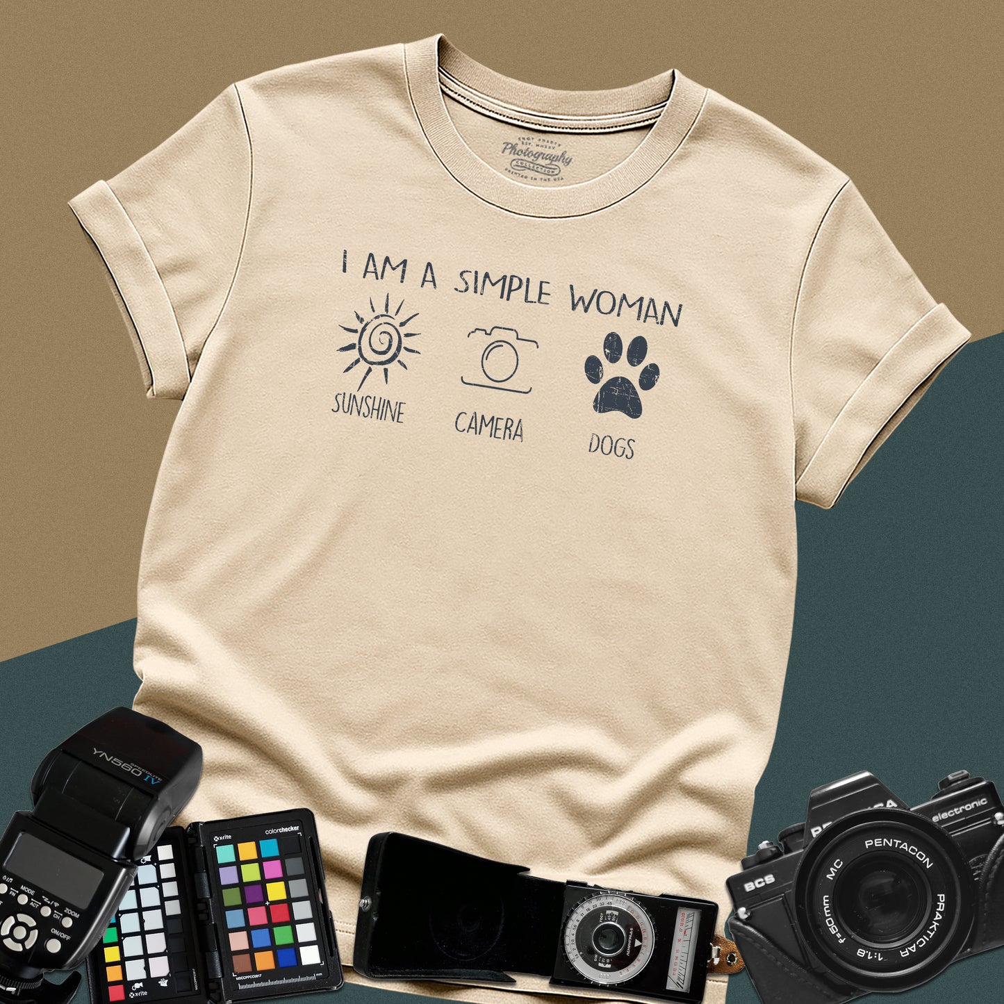 0069. I'm A Simple Woman Sketches Sunshine Photo Camera Dog Unisex T-Shirt