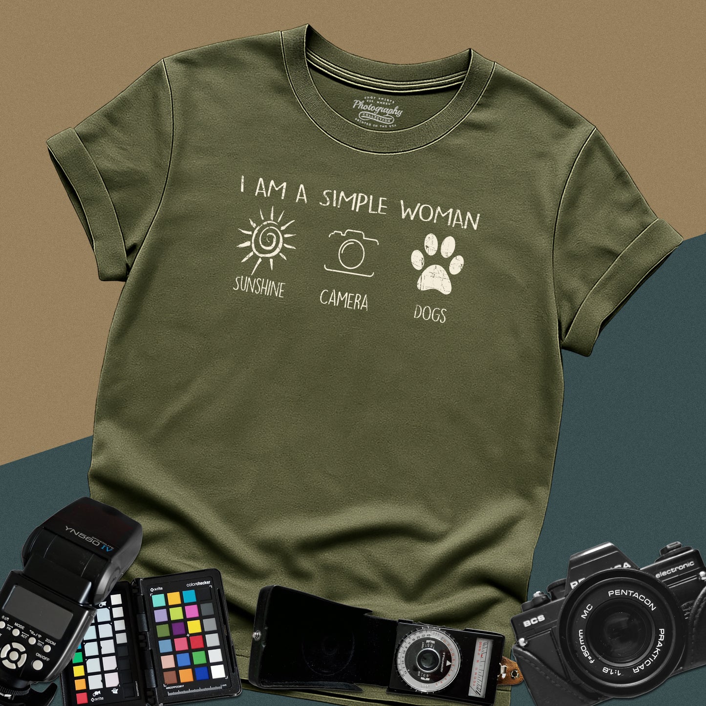 0069. I'm A Simple Woman Sketches Sunshine Photo Camera Dog Unisex T-Shirt
