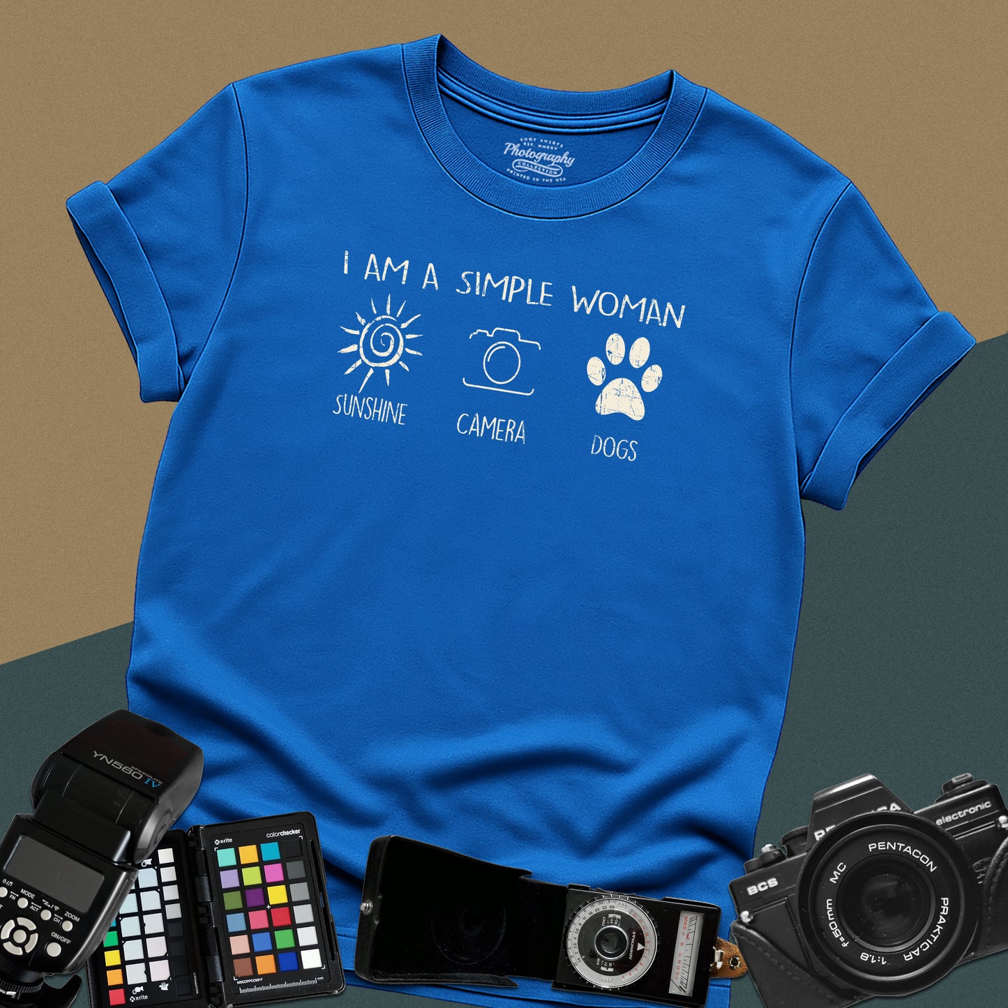 0069. I'm A Simple Woman Sketches Sunshine Photo Camera Dog Unisex T-Shirt