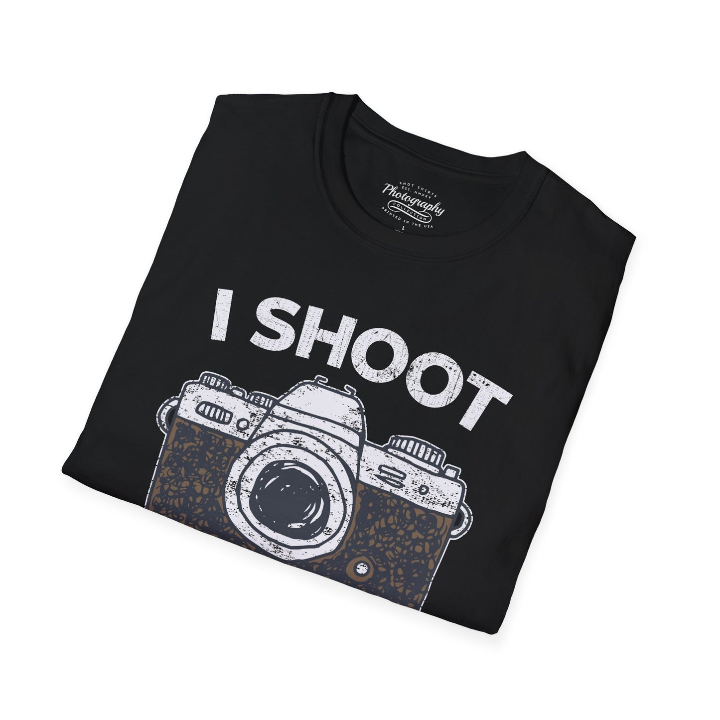 0047. I Shoot People Hand Drawn Retro Photo Camera Unisex T-Shirt