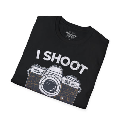 0047. I Shoot People Hand Drawn Retro Photo Camera Unisex T-Shirt