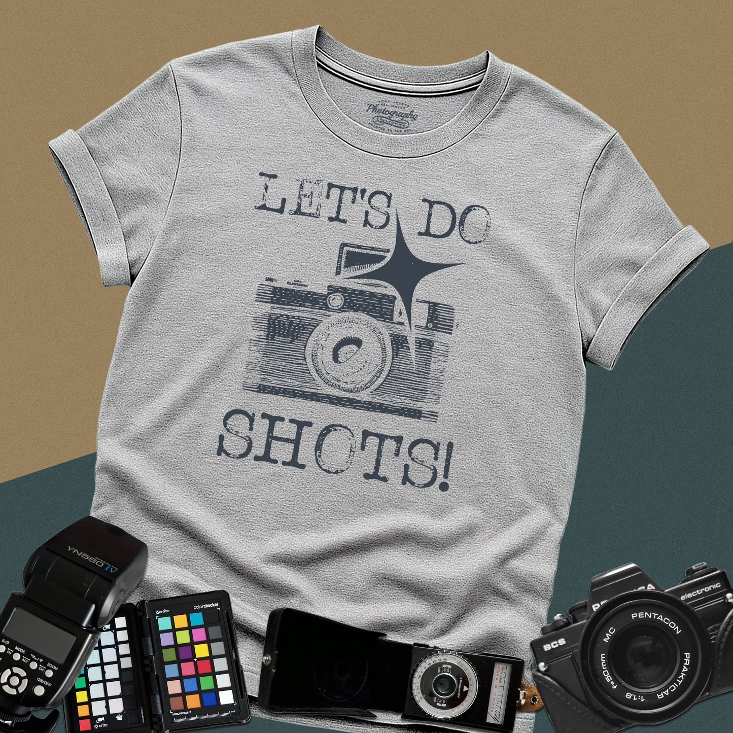 0076. Let's Do Shots! Grunge Photo Camera Unisex T-Shirt