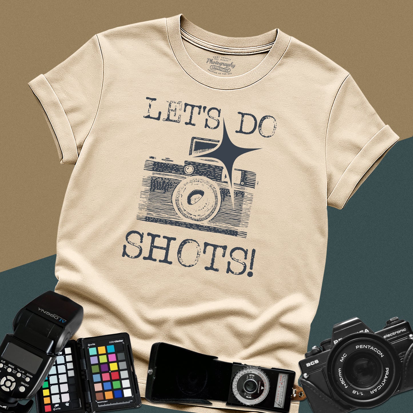 0076. Let's Do Shots! Grunge Photo Camera Unisex T-Shirt