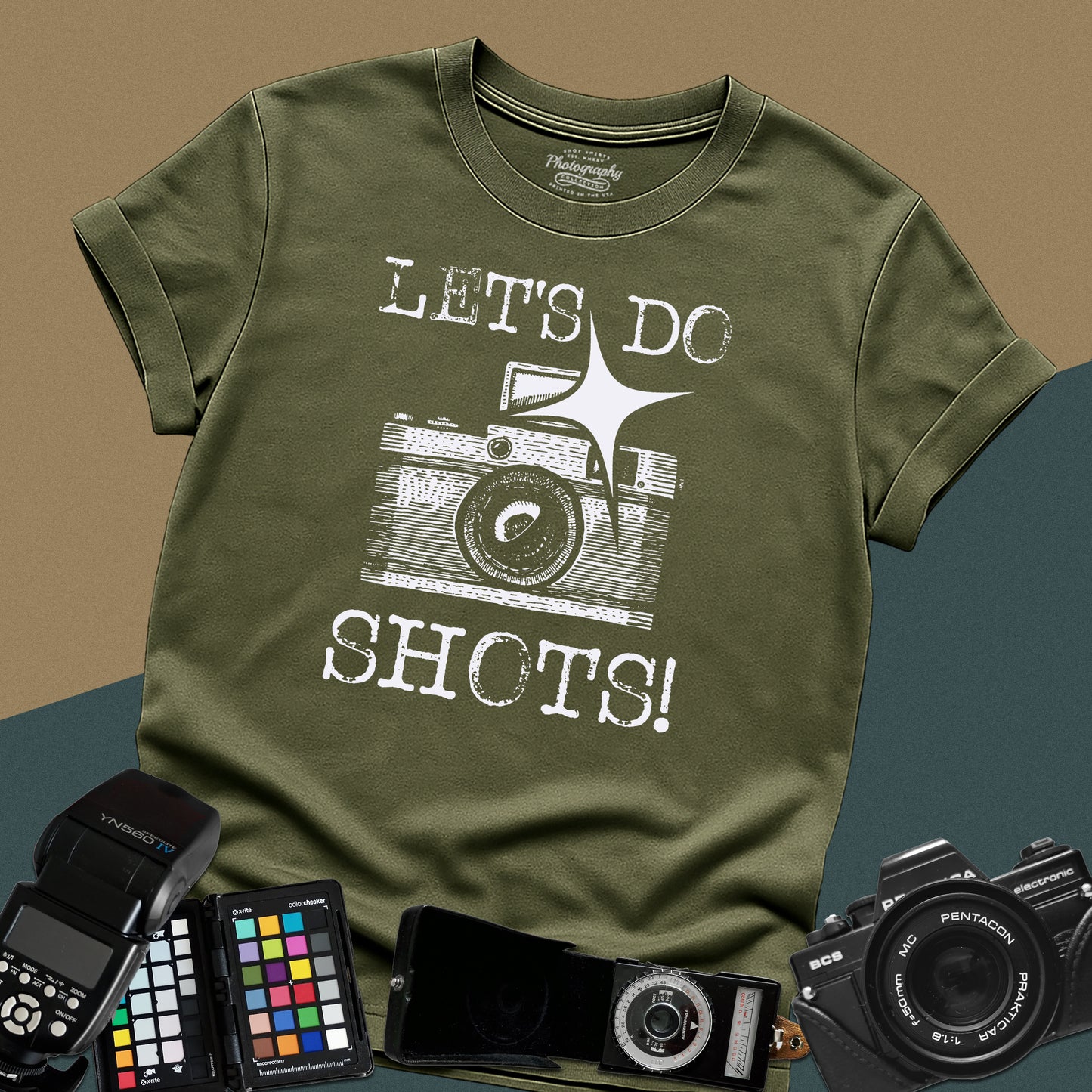 0076. Let's Do Shots! Grunge Photo Camera Unisex T-Shirt