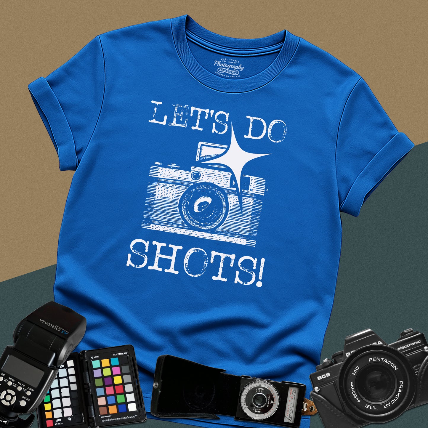 0076. Let's Do Shots! Grunge Photo Camera Unisex T-Shirt