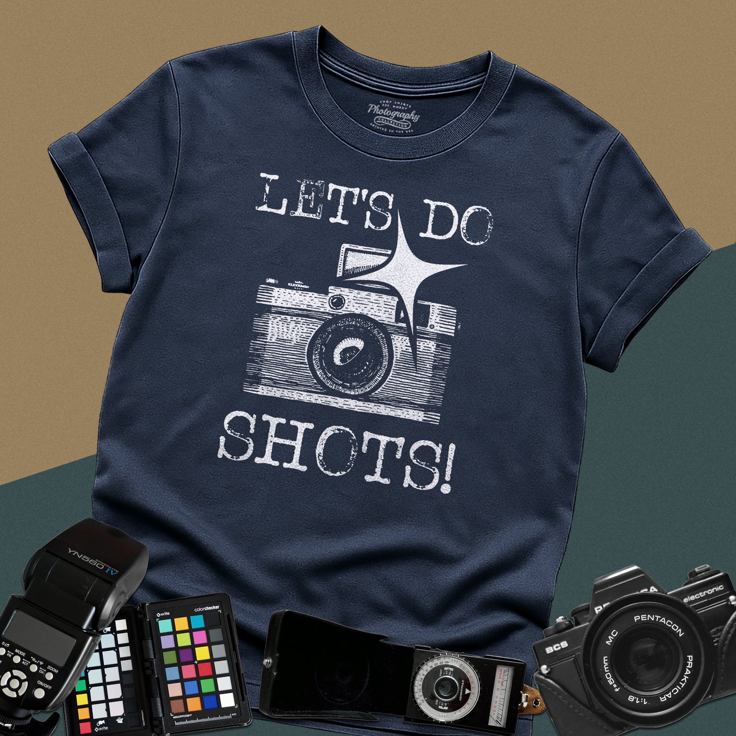 0076. Let's Do Shots! Grunge Photo Camera Unisex T-Shirt