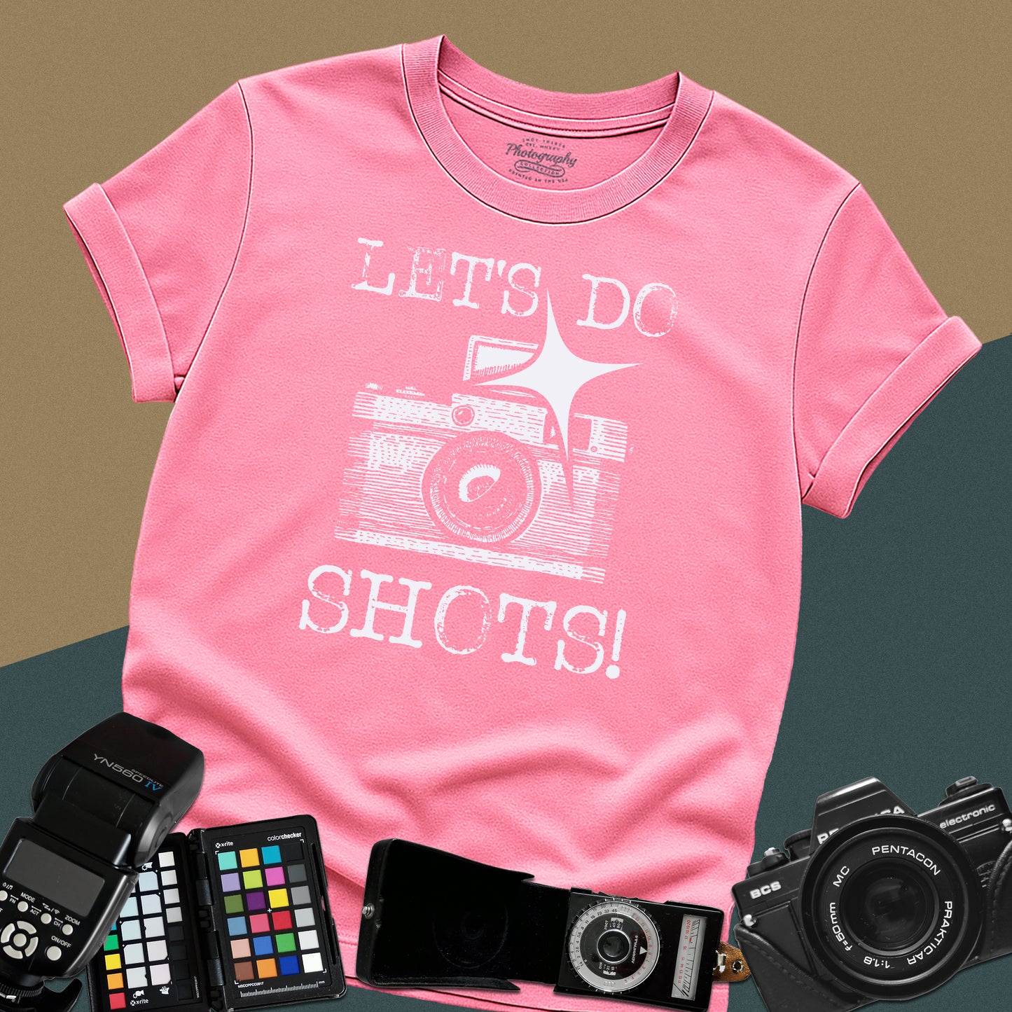 0076. Let's Do Shots! Grunge Photo Camera Unisex T-Shirt