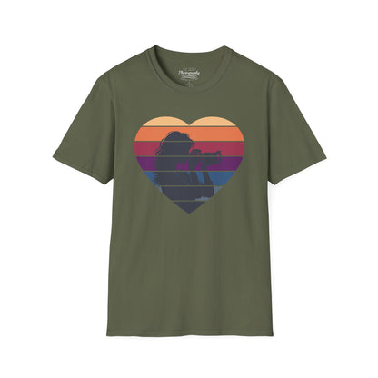 0044. Girl Photographer Silhouette Retro Sunset Heart Unisex T-Shirt