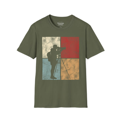 0026. Colored Silhouette Of A Photographer Unisex T-Shirt
