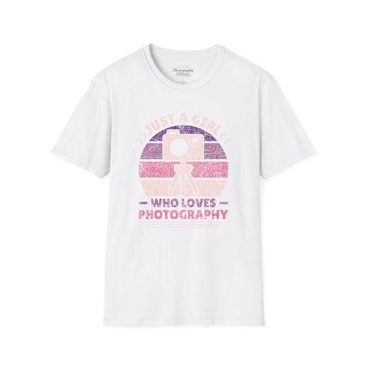 0097. Just A Girl Who Loves Photography Retro Sunset Unisex T-Shirt