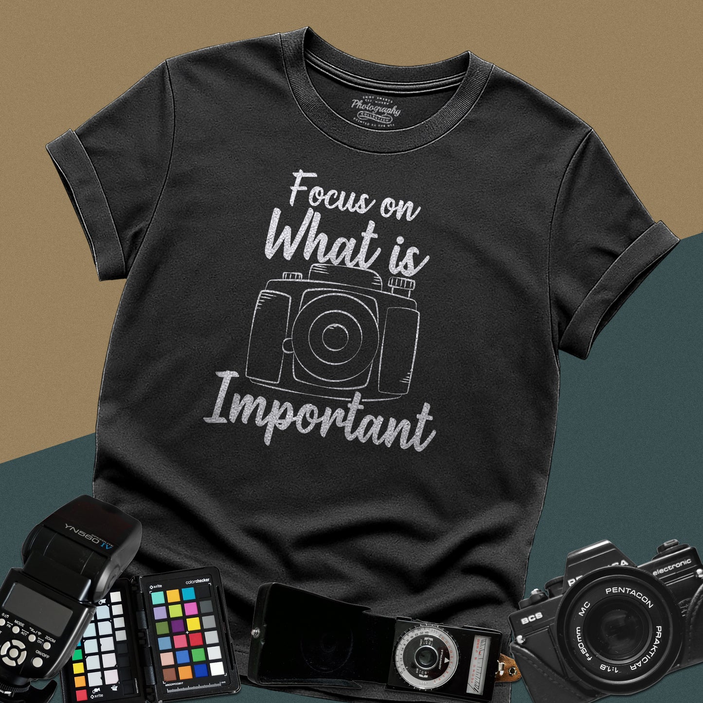 0084. Focus On What Is Important Grunge Photo Camera Unisex T-Shirt