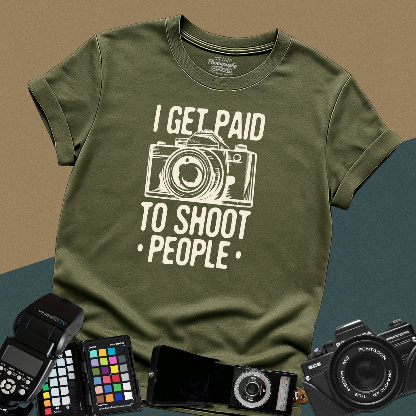 0085. I Get Paid To Shoot People Grunge Photo Camera Unisex T-Shirt