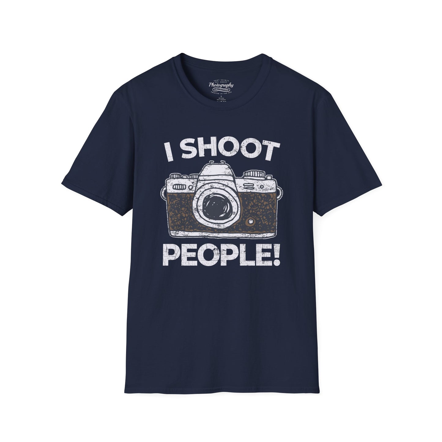 0047. I Shoot People Hand Drawn Retro Photo Camera Unisex T-Shirt