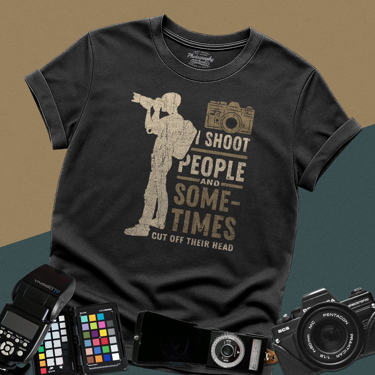 0087. I Shoot People And Sometimes Cut Off Their Heads Photo Camera Photographer Silhouette Unisex T-Shirt