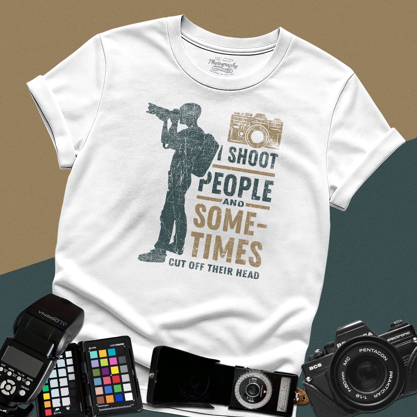 0087. I Shoot People And Sometimes Cut Off Their Heads Photo Camera Photographer Silhouette Unisex T-Shirt