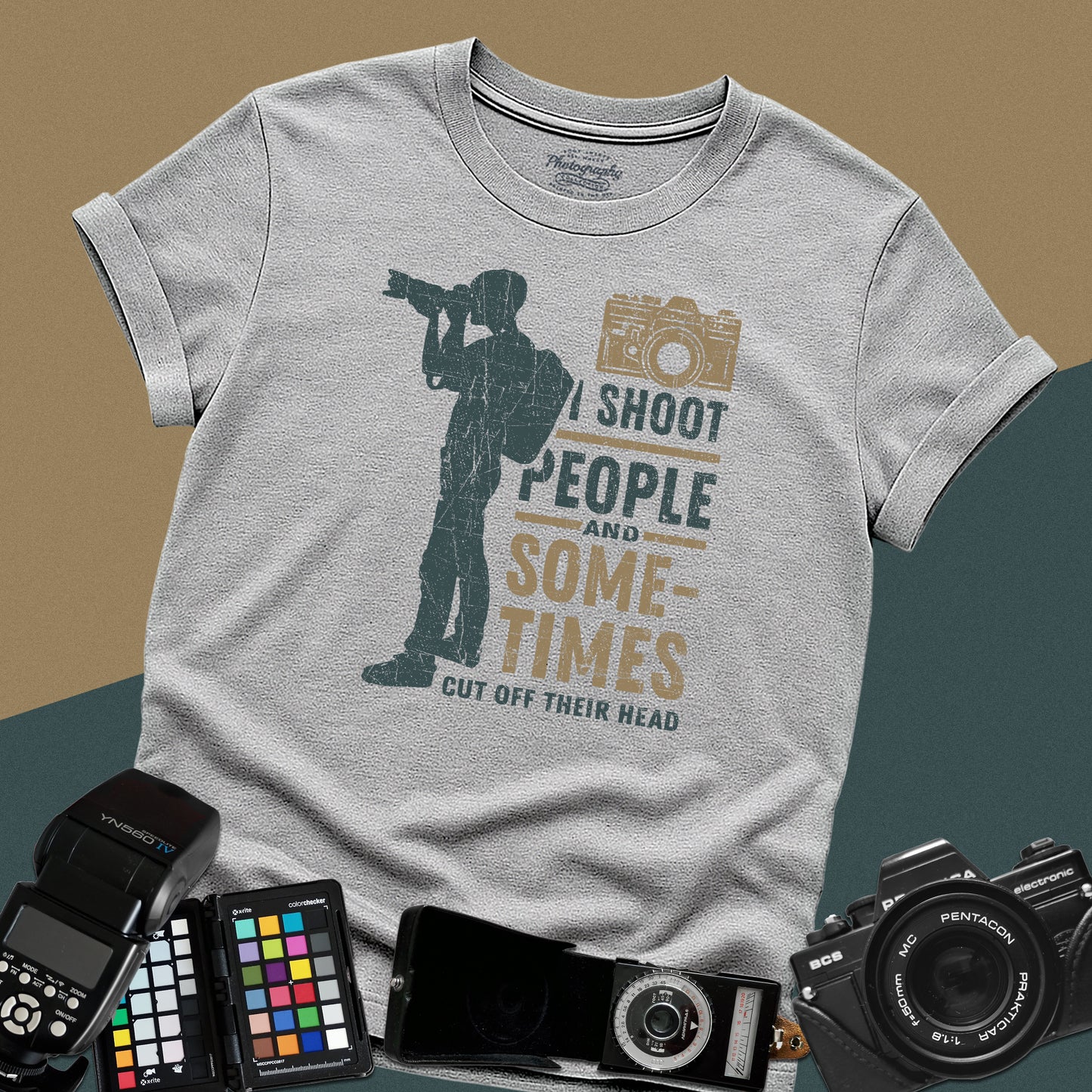 0087. I Shoot People And Sometimes Cut Off Their Heads Photo Camera Photographer Silhouette Unisex T-Shirt