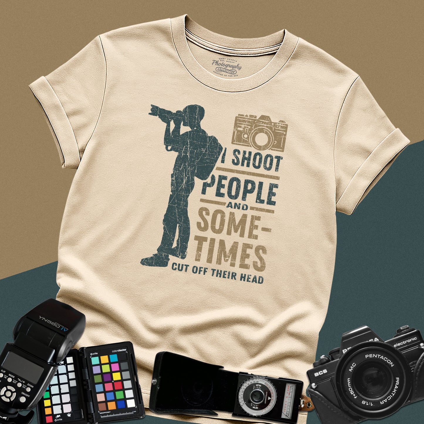 0087. I Shoot People And Sometimes Cut Off Their Heads Photo Camera Photographer Silhouette Unisex T-Shirt