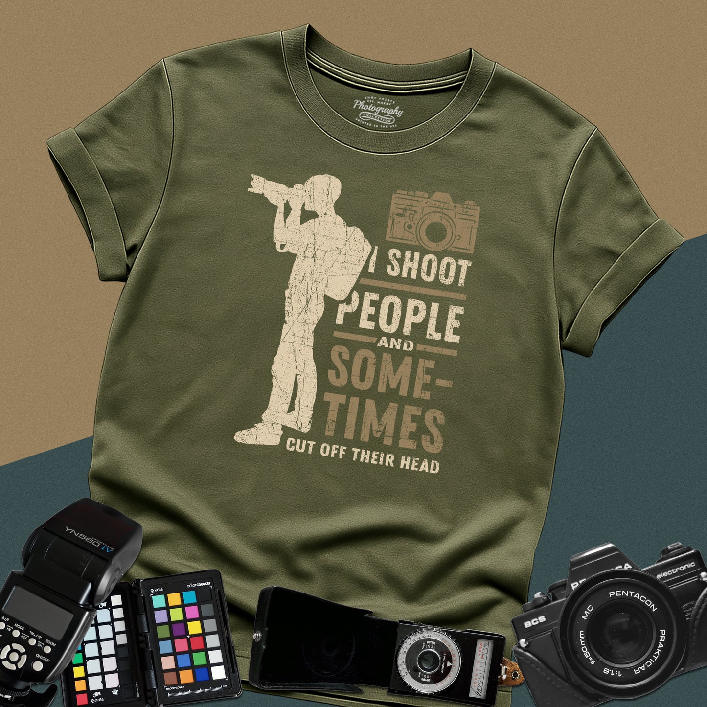 0087. I Shoot People And Sometimes Cut Off Their Heads Photo Camera Photographer Silhouette Unisex T-Shirt