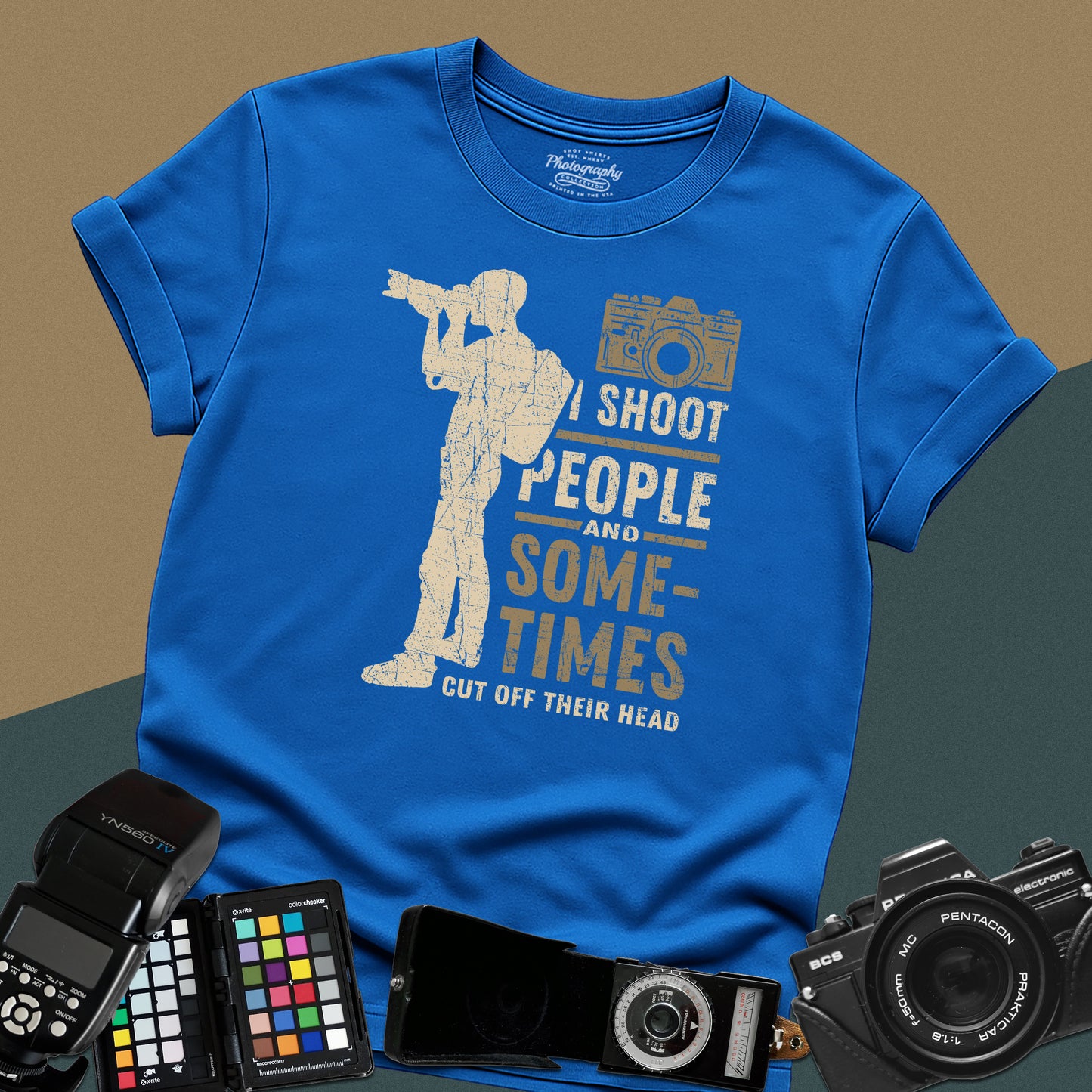 0087. I Shoot People And Sometimes Cut Off Their Heads Photo Camera Photographer Silhouette Unisex T-Shirt
