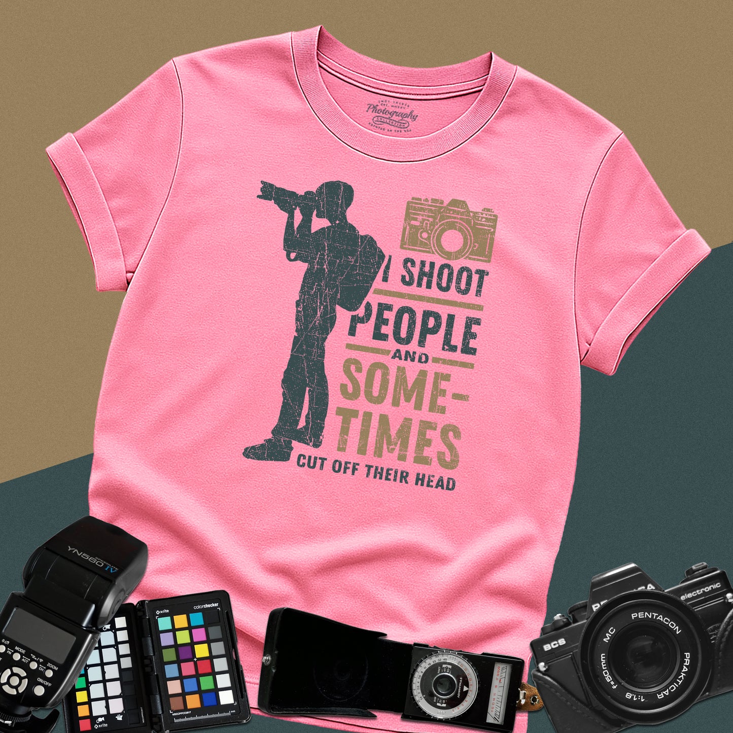 0087. I Shoot People And Sometimes Cut Off Their Heads Photo Camera Photographer Silhouette Unisex T-Shirt