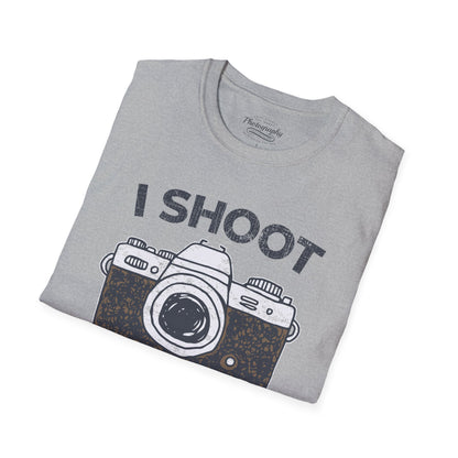 0047. I Shoot People Hand Drawn Retro Photo Camera Unisex T-Shirt