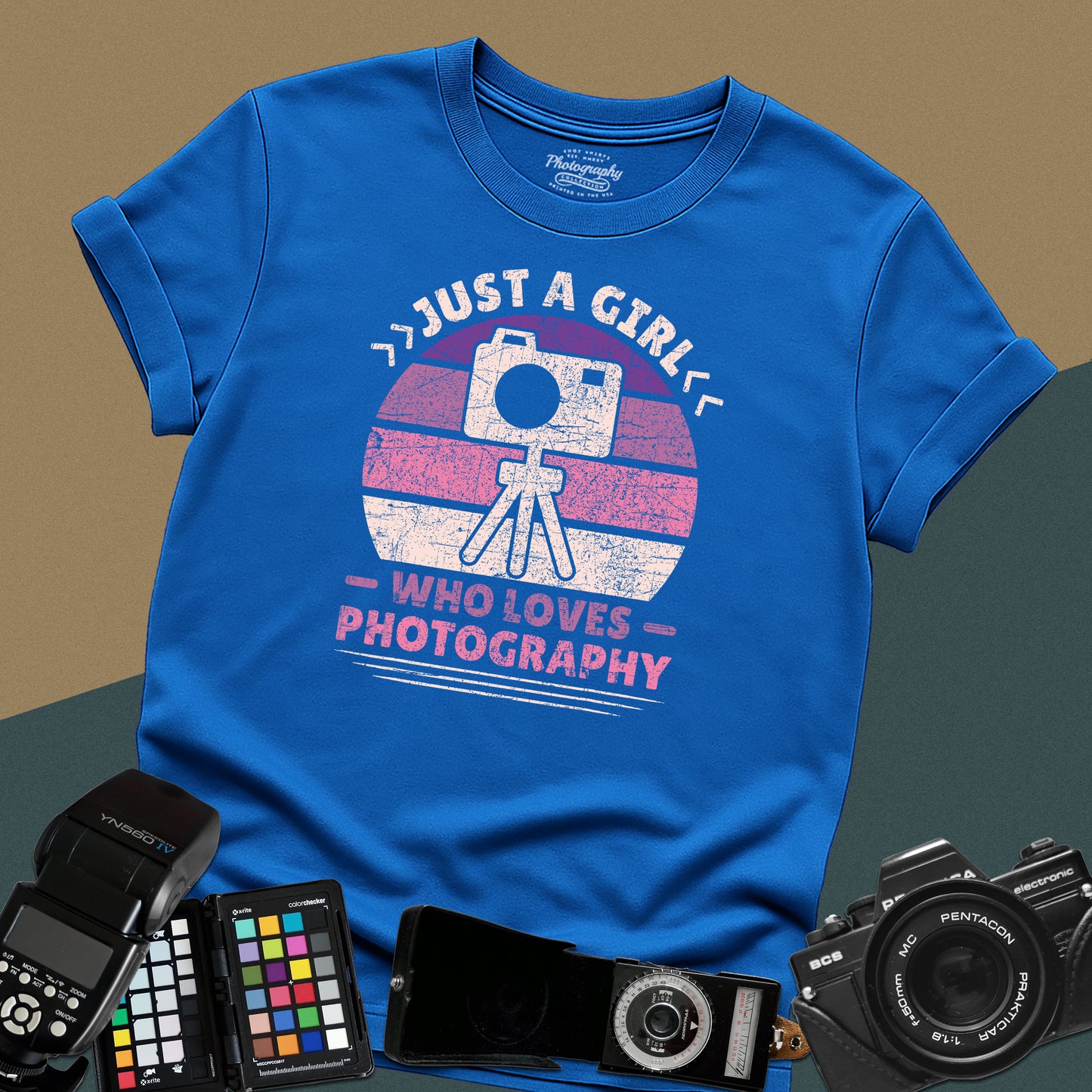 0097. Just A Girl Who Loves Photography Retro Sunset Unisex T-Shirt