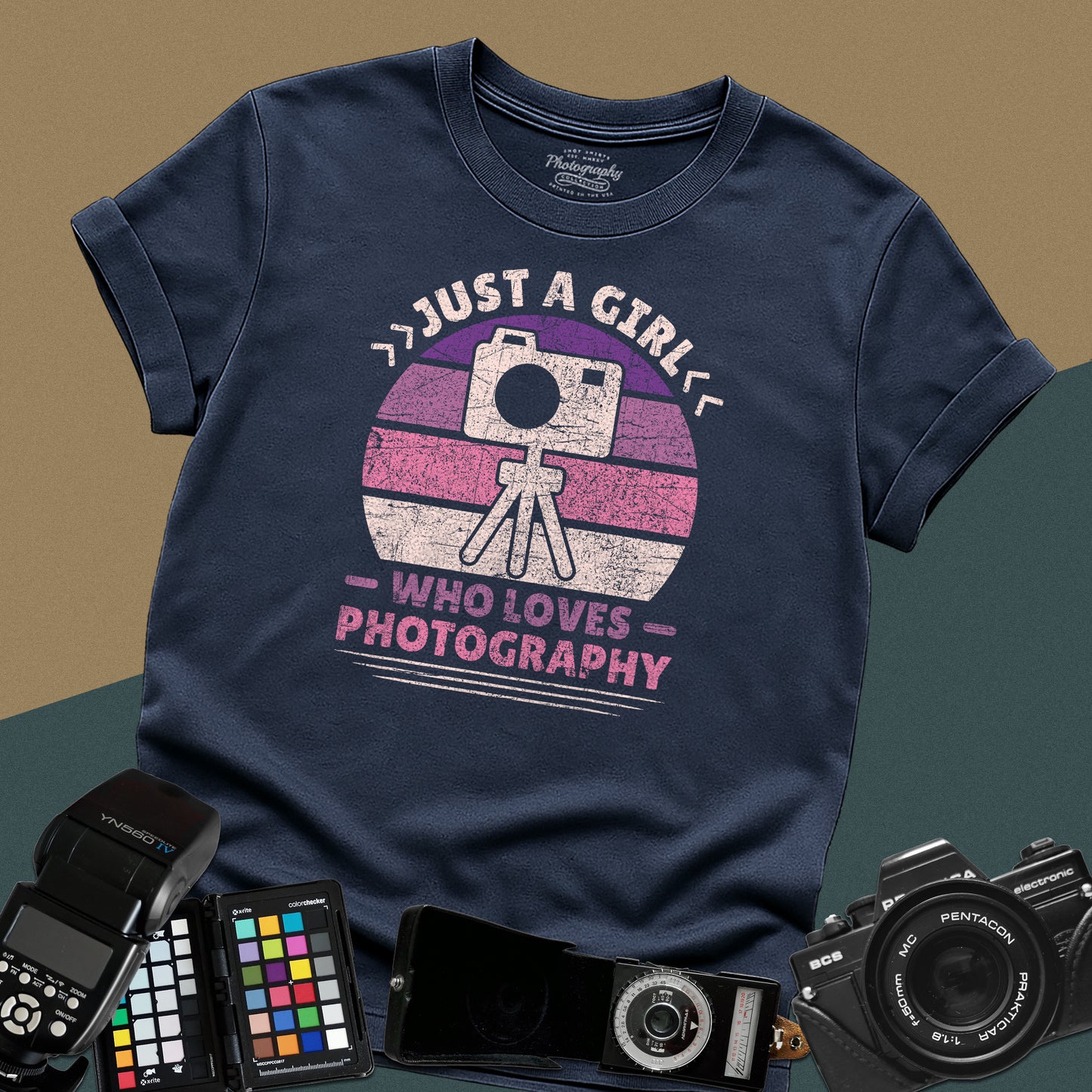 0097. Just A Girl Who Loves Photography Retro Sunset Unisex T-Shirt