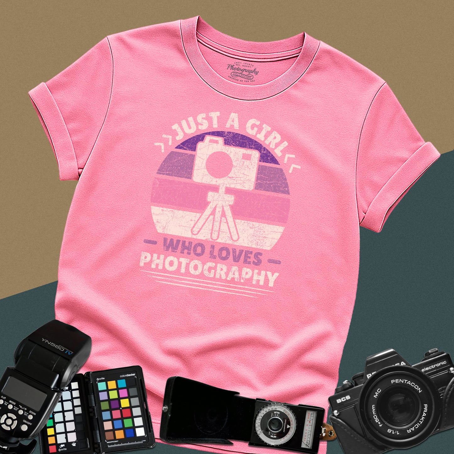 0097. Just A Girl Who Loves Photography Retro Sunset Unisex T-Shirt