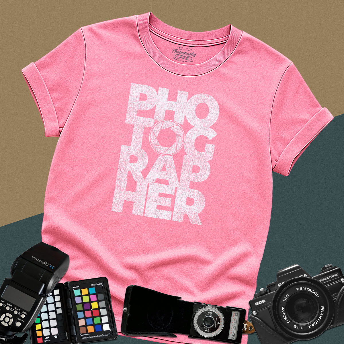 Photographer Aperture Shutter Lens Bold Grid Graphic T-Shirt