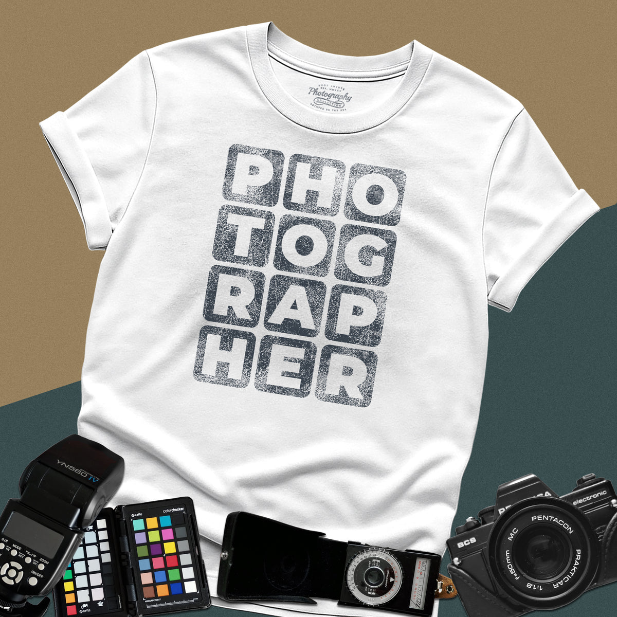 Photographer Typography Block Distressed Vintage Style Unisex T-Shirt